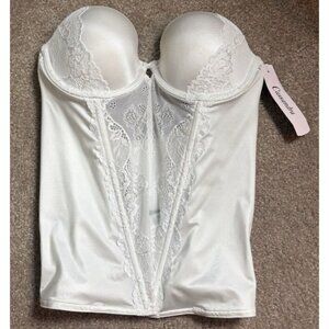 Cassandra White Lace Longline Wired Bra 34B Wedding or Formal Undergarment